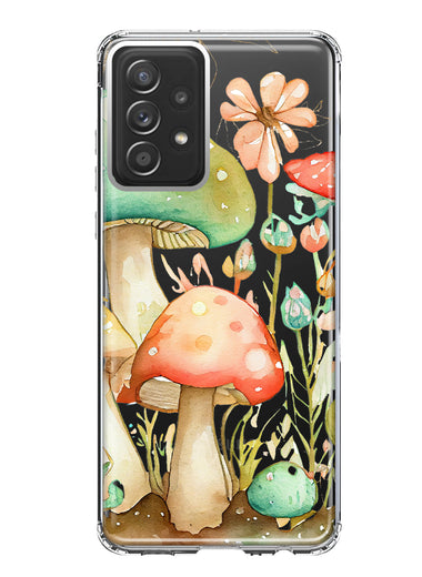 Samsung Galaxy A52 Fairytale Watercolor Mushrooms Pastel Spring Flowers Floral Hybrid Protective Phone Case Cover
