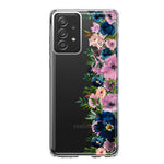 Samsung Galaxy A52 Navy Blue Summer Watercolor Floral Classic Purple Flowers Hybrid Protective Phone Case Cover
