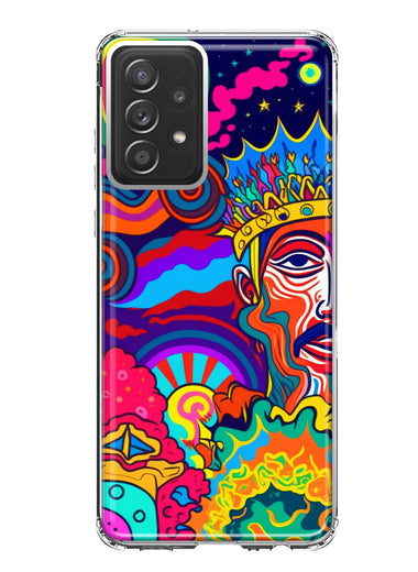 Samsung Galaxy A52 Neon Rainbow Psychedelic Indie Hippie Indie King Hybrid Protective Phone Case Cover
