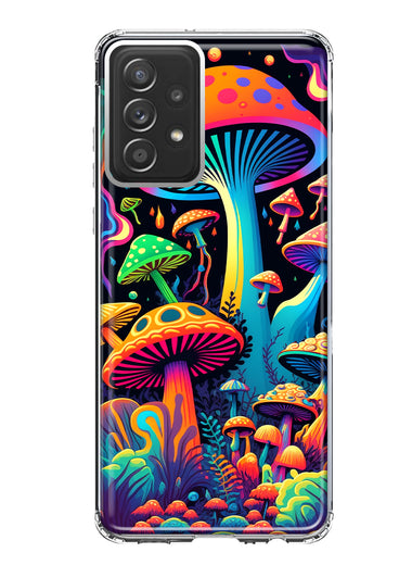 Samsung Galaxy A52 Neon Rainbow Psychedelic Indie Hippie Mushrooms Hybrid Protective Phone Case Cover
