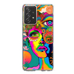 Samsung Galaxy A53 Neon Rainbow Psychedelic Hippie One Eye Pop Art Hybrid Protective Phone Case Cover
