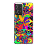 Samsung Galaxy A52 Neon Rainbow Psychedelic Hippie Wild Flowers Hybrid Protective Phone Case Cover