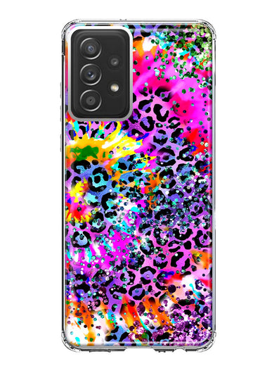 Samsung Galaxy A52 Vibrant Pink Purple Tie Dye Summer Leopard Swirl Rainbow Hybrid Protective Phone Case Cover