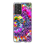 Samsung Galaxy A32 5G Vibrant Pink Purple Tie Dye Summer Leopard Swirl Rainbow Hybrid Protective Phone Case Cover