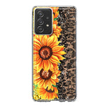 Samsung Galaxy A52 Yellow Summer Sunflowers Brown Leopard Honeycomb Hybrid Protective Phone Case Cover