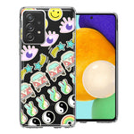 Samsung Galaxy A52 70's Yin Yang Hippie Happy Peace Stars Design Double Layer Phone Case Cover