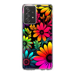 Samsung Galaxy A52 Neon Rainbow Glow Colorful Abstract Flowers Floral Hybrid Protective Phone Case Cover