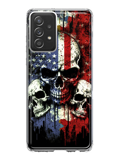 Samsung Galaxy A52 American USA Flag Skulls Blue Red Double Layer Phone Case Cover