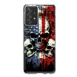 Samsung Galaxy A52 American USA Flag Skulls Blue Red Double Layer Phone Case Cover