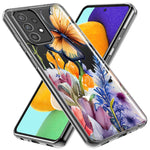Samsung Galaxy A13 Spring Summer Flowers Butterfly Purple Blue Lilac Floral Hybrid Protective Phone Case Cover
