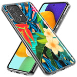 Samsung Galaxy A01 Blue Monstera Pothos Tropical Floral Summer Flowers Hybrid Protective Phone Case Cover