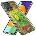 Samsung Galaxy Z Flip 4 Love Softball Girls Glove Green Tie Dye Swirl Paint Hybrid Protective Phone Case Cover