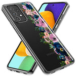 LG Aristo 5 Navy Blue Summer Watercolor Floral Classic Purple Flowers Hybrid Protective Phone Case Cover