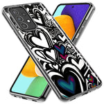 Samsung Galaxy A12 Black White Hearts Love Graffiti Hybrid Protective Phone Case Cover
