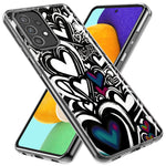 Samsung Galaxy A52 Black White Hearts Love Graffiti Hybrid Protective Phone Case Cover