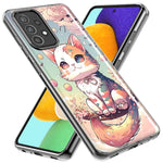 Samsung Galaxy A01 Kawaii Manga Pink Cherry Blossom Cute Cat Hybrid Protective Phone Case Cover