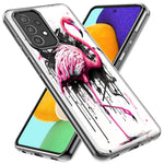 Samsung Galaxy A12 Pink Flamingo Painting Graffiti Hybrid Protective Phone Case Cover