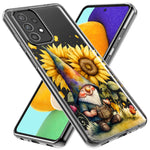 Samsung Galaxy A13 Cute Gnome Sunflowers Clear Hybrid Protective Phone Case Cover