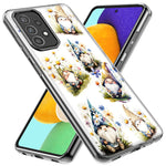 Samsung Galaxy A12 Cute White Blue Daisies Gnomes Hybrid Protective Phone Case Cover