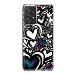 Samsung Galaxy A52 Black White Hearts Love Graffiti Hybrid Protective Phone Case Cover