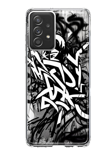 Samsung Galaxy A52 Black White Urban Graffiti Hybrid Protective Phone Case Cover