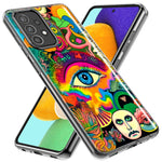 Samsung Galaxy A03S Neon Rainbow Psychedelic Trippy Hippie Multiple Eyes Hybrid Protective Phone Case Cover