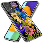 Samsung Galaxy A22 5G Blue Yellow Vintage Spring Wild Flowers Floral Hybrid Protective Phone Case Cover