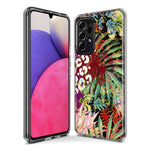 Samsung Galaxy A21 Leopard Tropical Flowers Vacation Dreams Hibiscus Floral Hybrid Protective Phone Case Cover