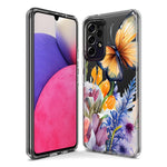 Samsung Galaxy A13 Spring Summer Flowers Butterfly Purple Blue Lilac Floral Hybrid Protective Phone Case Cover