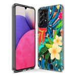 Samsung Galaxy A02S Blue Monstera Pothos Tropical Floral Summer Flowers Hybrid Protective Phone Case Cover