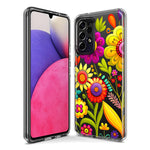 Samsung Galaxy A11 Colorful Yellow Pink Folk Style Floral Vibrant Spring Flowers Hybrid Protective Phone Case Cover