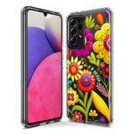 Samsung Galaxy A02 Colorful Yellow Pink Folk Style Floral Vibrant Spring Flowers Hybrid Protective Phone Case Cover
