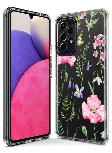 Samsung Galaxy A14 Spring Pastel Wild Flowers Summer Classy Elegant Beautiful Hybrid Protective Phone Case Cover