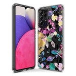 LG K51 Zebra Stripes Tropical Flowers Purple Blue Summer Vibes Hybrid Protective Phone Case Cover