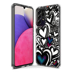 Samsung Galaxy A72 Black White Hearts Love Graffiti Hybrid Protective Phone Case Cover