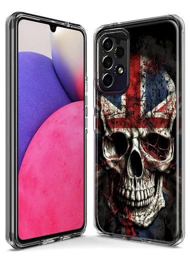 Samsung Galaxy A72 British UK Flag Skull Hybrid Protective Phone Case Cover