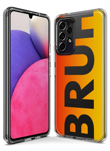 Samsung Galaxy A14 Orange Red Clear Funny Text Quote Bruh Hybrid Protective Phone Case Cover