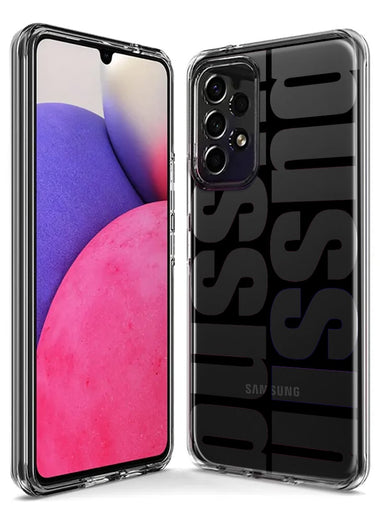 Samsung Galaxy A14 Black Clear Funny Text Quote Bussin Hybrid Protective Phone Case Cover