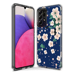 Samsung Galaxy A52 Kawaii Japanese Pink Cherry Blossom Navy Blue Hybrid Protective Phone Case Cover