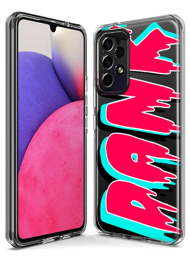 Samsung Galaxy A02S Teal Pink Clear Funny Text Quote Dank Hybrid Protective Phone Case Cover