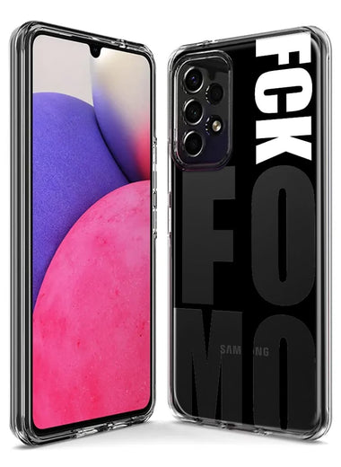 Samsung Galaxy A14 Black Clear Funny Text Quote Fckfomo Hybrid Protective Phone Case Cover