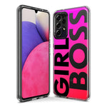 Samsung Galaxy A21 Pink Clear Funny Text Quote Girl Boss Hybrid Protective Phone Case Cover