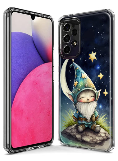 Samsung Galaxy A12 Stars Moon Starry Night Space Gnome Hybrid Protective Phone Case Cover