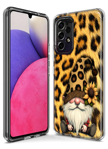 Samsung Galaxy A02 Gnome Sunflower Leopard Hybrid Protective Phone Case Cover