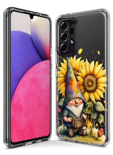 Samsung Galaxy J7 J737 Cute Gnome Sunflowers Clear Hybrid Protective Phone Case Cover