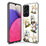 Samsung Galaxy A21 Cute White Blue Daisies Gnomes Hybrid Protective Phone Case Cover
