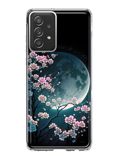 Samsung Galaxy A32 5G Kawaii Manga Pink Cherry Blossom Full Moon Hybrid Protective Phone Case Cover