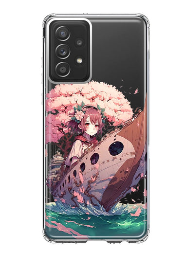 Samsung Galaxy A53 Kawaii Manga Pink Cherry Blossom Japanese Girl Boat Hybrid Protective Phone Case Cover