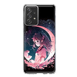Samsung Galaxy A53 Kawaii Manga Pink Cherry Blossom Dreaming Moon Girl Hybrid Protective Phone Case Cover