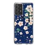Samsung Galaxy A52 Kawaii Japanese Pink Cherry Blossom Navy Blue Hybrid Protective Phone Case Cover